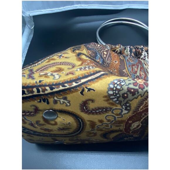 Vintage Echo Silk Paisley handbag‎ metal round handle Y2K Boho - Picture 6 of 8